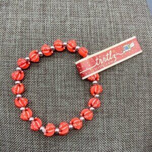 Trrtlz Friendship Bracelet Christmas Santa Claus Bead Red Silver Stretch Festive